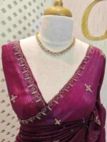 Crushed with spear like stone and beads work border - Image 26