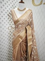 Jute silk with flower and leaf kantha stitch - Image 10
