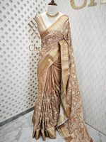 Jute silk with flower and leaf kantha stitch - Image 9