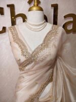 Organza with sequence round flower on scalp boarder - Image 29