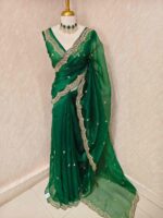 Organza with sequence round flower on scalp boarder - Image 33