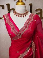 Organza with sequence round flower on scalp boarder - Image 35
