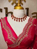Organza with sequence round flower on scalp boarder - Image 37