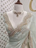 Organza with sequence round flower on scalp boarder - Image 6