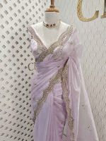 Organza with sequence round flower on scalp boarder - Image 8