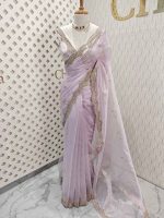Organza with sequence round flower on scalp boarder - Image 10