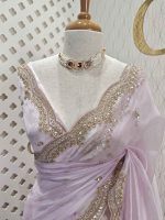 Organza with sequence round flower on scalp boarder - Image 9