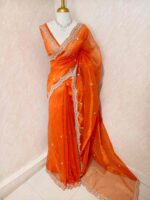 Organza with sequence round flower on scalp boarder - Image 39