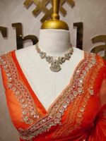 Organza with sequence round flower on scalp boarder - Image 40