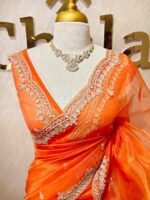 Organza with sequence round flower on scalp boarder - Image 38