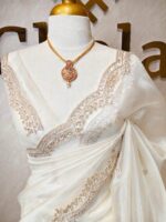 Organza with sequence round flower on scalp boarder - Image 24
