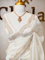 Organza with sequence round flower on scalp boarder - Image 23