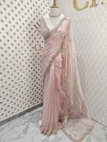 Organza with sequence round flower on scalp boarder - Image 13
