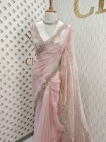 Organza with sequence round flower on scalp boarder - Image 11