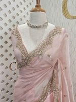 Organza with sequence round flower on scalp boarder - Image 12