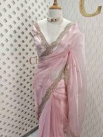 Organza with sequence round flower on scalp boarder - Image 14
