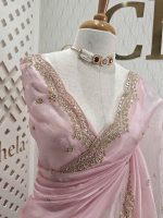 Organza with sequence round flower on scalp boarder - Image 15