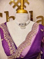 Organza with sequence round flower on scalp boarder - Image 46