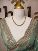 Organza with sequence round flower on scalp boarder - Image 49