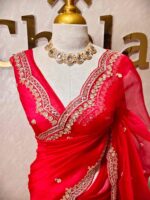 Organza with sequence round flower on scalp boarder - Image 50