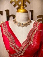Organza with sequence round flower on scalp boarder - Image 51