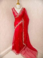 Organza with sequence round flower on scalp boarder - Image 52