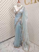 Organza with sequence round flower on scalp boarder - Image 19