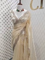 Organza with sequence round flower on scalp boarder - Image 20