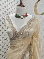 Organza with sequence round flower on scalp boarder - Image 21