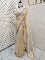 Organza with sequence round flower on scalp boarder - Image 22