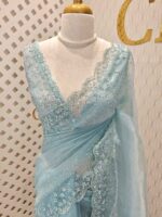 Organza with sequence flower and stone work - Image 22