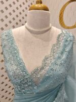 Organza with sequence flower and stone work - Image 23