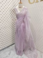 Organza with sequence flower and stone work - Image 21