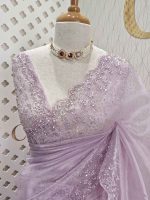 Organza with sequence flower and stone work - Image 20
