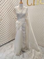 Organza with sequence flower and stone work - Image 27