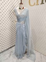 Organza with sequence flower and stone work - Image 18
