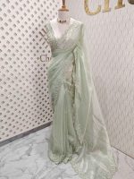 Organza with sequence flower and stone work - Image 15