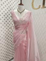 Organza with sequence flower and stone work - Image 10
