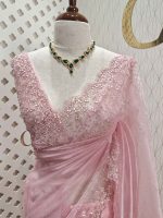 Organza with sequence flower and stone work - Image 11