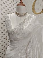 Organza with sequence flower and stone work - Image 5