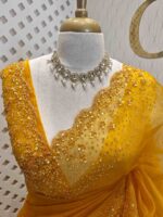 Organza with sequence flower and stone work - Image 2