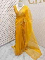 Organza with sequence flower and stone work - Image 3