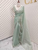 Organza with stone and  diamond scalp with temple arch border - Image 4