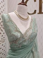 Organza with stone and  diamond scalp with temple arch border - Image 2
