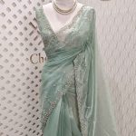 Organza with stone and  diamond scalp with temple arch border