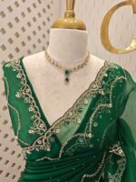 Organza with stone and  diamond scalp with temple arch border - Image 27