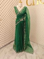 Organza with stone and  diamond scalp with temple arch border - Image 28