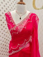 Organza with stone and  diamond scalp with temple arch border - Image 29