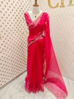 Organza with stone and  diamond scalp with temple arch border - Image 31