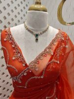 Organza with stone and  diamond scalp with temple arch border - Image 33